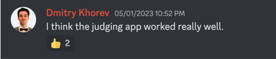Dmitry Khorev: "I think the judging app worked really well."