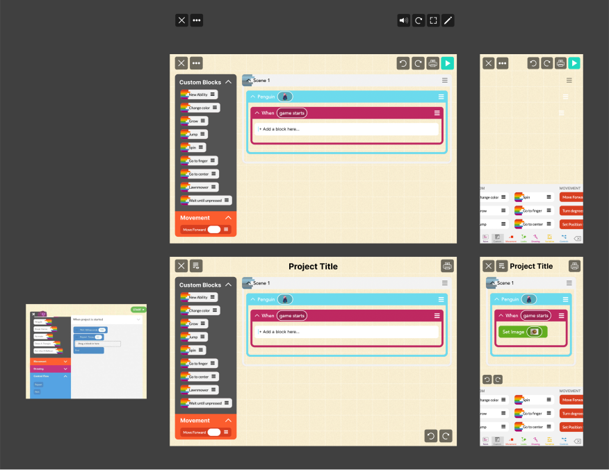 Editor interface design with reference to old version of Hopscotch iOS App